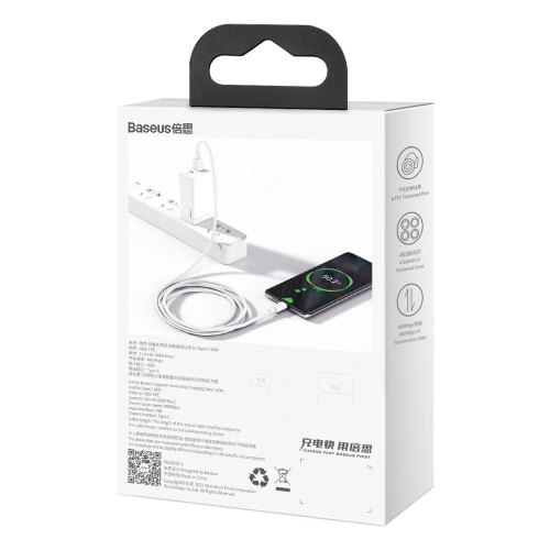 Kup Kabel USB do USB-C Baseus Superior Series, 66W, 1m (biały) - BSU2368WHT - {ean13} - Sklep Home Screen