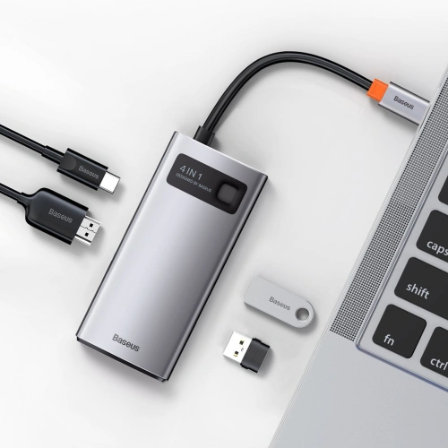Kup Baseus Hub 4in1 Metal Gleam Series, USB-C auf USB 3.0 + USB 2.0 + HDMI + USB-C PD - BSU2370 - {ean13} - Sklep Home Screen