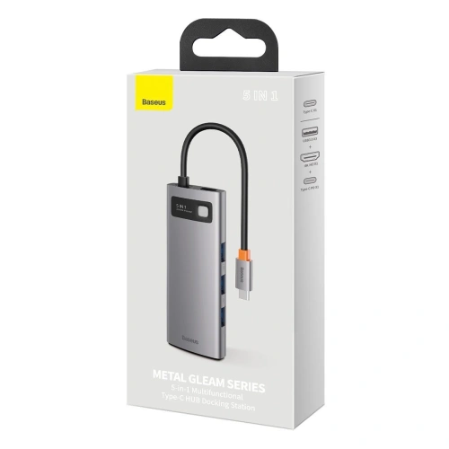 Kup Hub 5w1 Baseus Metal Gleam Series, USB-C 3x USB 3.0 + HDMI + USB-C PD-hoz - BSU2371 - {ean13} - Sklep Home Screen