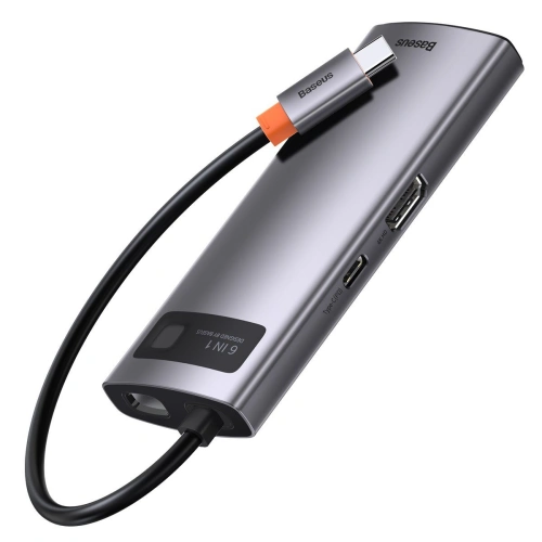 Kup Hub 6w1 Baseus Metal Gleam Series, USB-C do 3x USB 3.0 + HDMI + USB-C PD + Ethernet RJ45 - BSU2372 - {ean13} - Sklep Home Screen