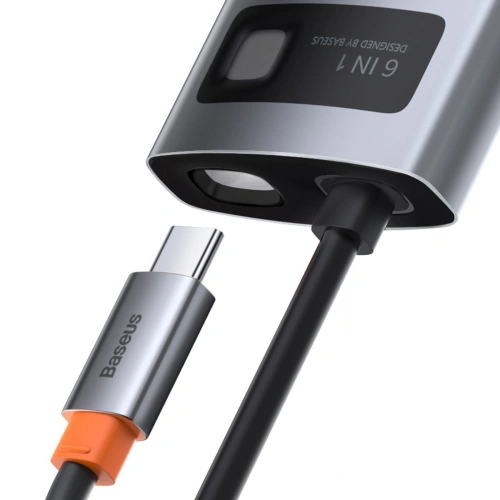 Kup Hub 6w1 Baseus Metal Gleam Series, USB-C do 3x USB 3.0 + HDMI + USB-C PD + Ethernet RJ45 - BSU2372 - {ean13} - Sklep Home Screen