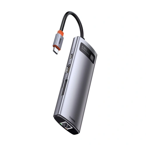 Kup Hub 8w1 Baseus Metal Gleam Series, USB-C do 3x USB 3.0 + HDMI + USB-C PD + Ethernet RJ45 + microSD/SD - BSU2373 - {ean13} - Sklep Home Screen
