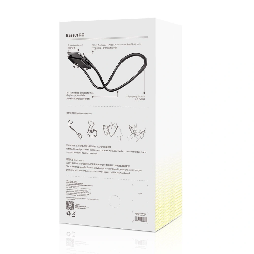 Uchwyt Baseus Neck-Mounted Lazy Bracket na szyję, do telefonów i tabletów 4-10" (czarny)