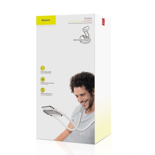 Kup Uchwyt Baseus Neck-Mounted Lazy Bracket pentru gât, pentru telefoane și tablete 4-10" (alb) - BSU2375WHT - {ean13} - Sklep Home Screen