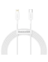 Cablu USB-C la Lightning Baseus Superior Series, 20W, PD, 2m (alb)
