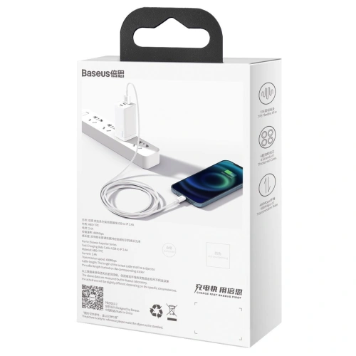 Kup Baseus USB-zu-Lightning-Kabel Superior Series, 2,4 A, 1 m (weiß) - BSU2379WHT - {ean13} - Sklep Home Screen