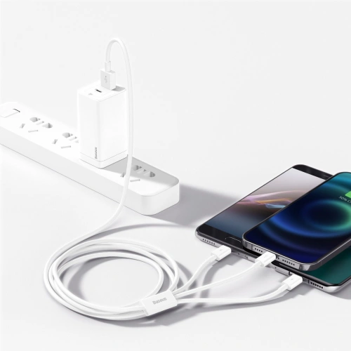 Kup Cablul USB 3w1 Baseus Superior Series, USB la micro USB / USB-C / Lightning, 3.5A, 1.2m (alb) - BSU2381WHT - {ean13} - Sklep Home Screen