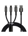Kabel USB 3w1 Baseus Tungsten Gold, USB do micro USB / USB-C / Lightning, 3.5A, 1.5m (černý)