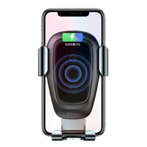 Kup Autohalterung mit induktiver Ladestation Baseus Metal Gravity Car Mount Wireless Charger Schwarz - BSU043 - {ean13} - Sklep Home Screen