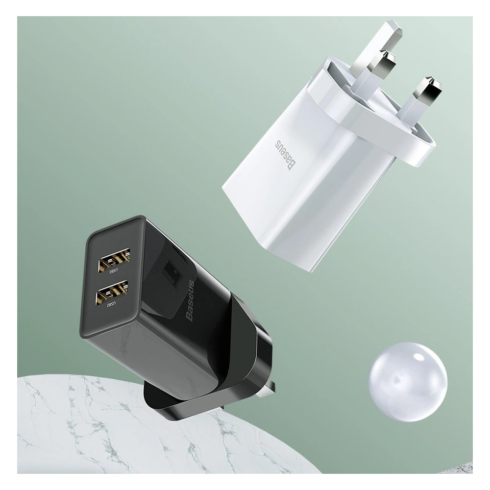 Baseus ładowarka sieciowa 2x USB 2.1A 10,5W (wtyczka UK) biały (CCFS-S02)