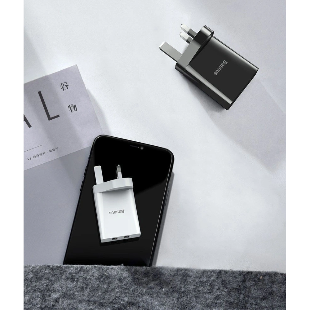 Baseus ładowarka sieciowa 2x USB 2.1A 10,5W (wtyczka UK) biały (CCFS-S02)