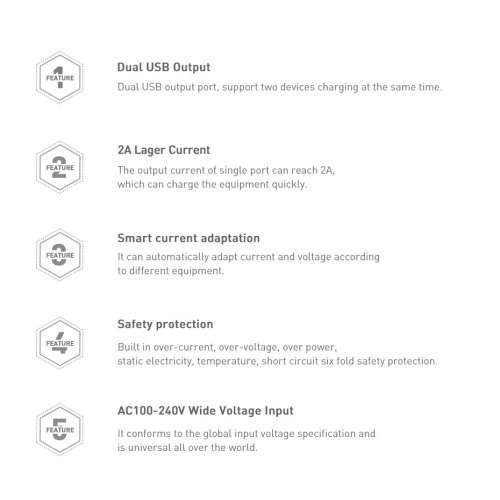Kup Baseus încărcător de rețea 2x USB 2.1A 10,5W (priză UK) alb (CCFS-S02) - BSU2401WHT - {ean13} - Sklep Home Screen