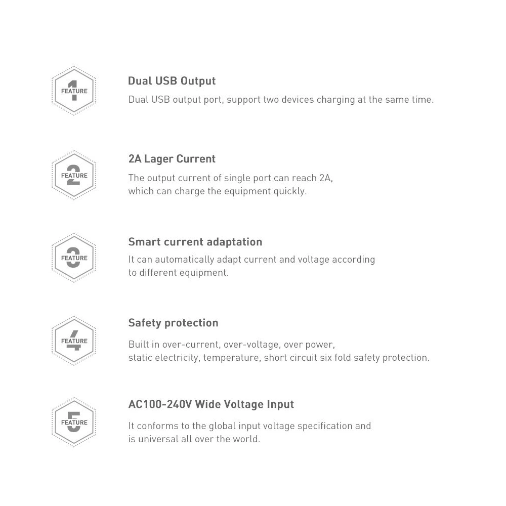 Baseus ładowarka sieciowa 2x USB 2.1A 10,5W (wtyczka UK) biały (CCFS-S02)