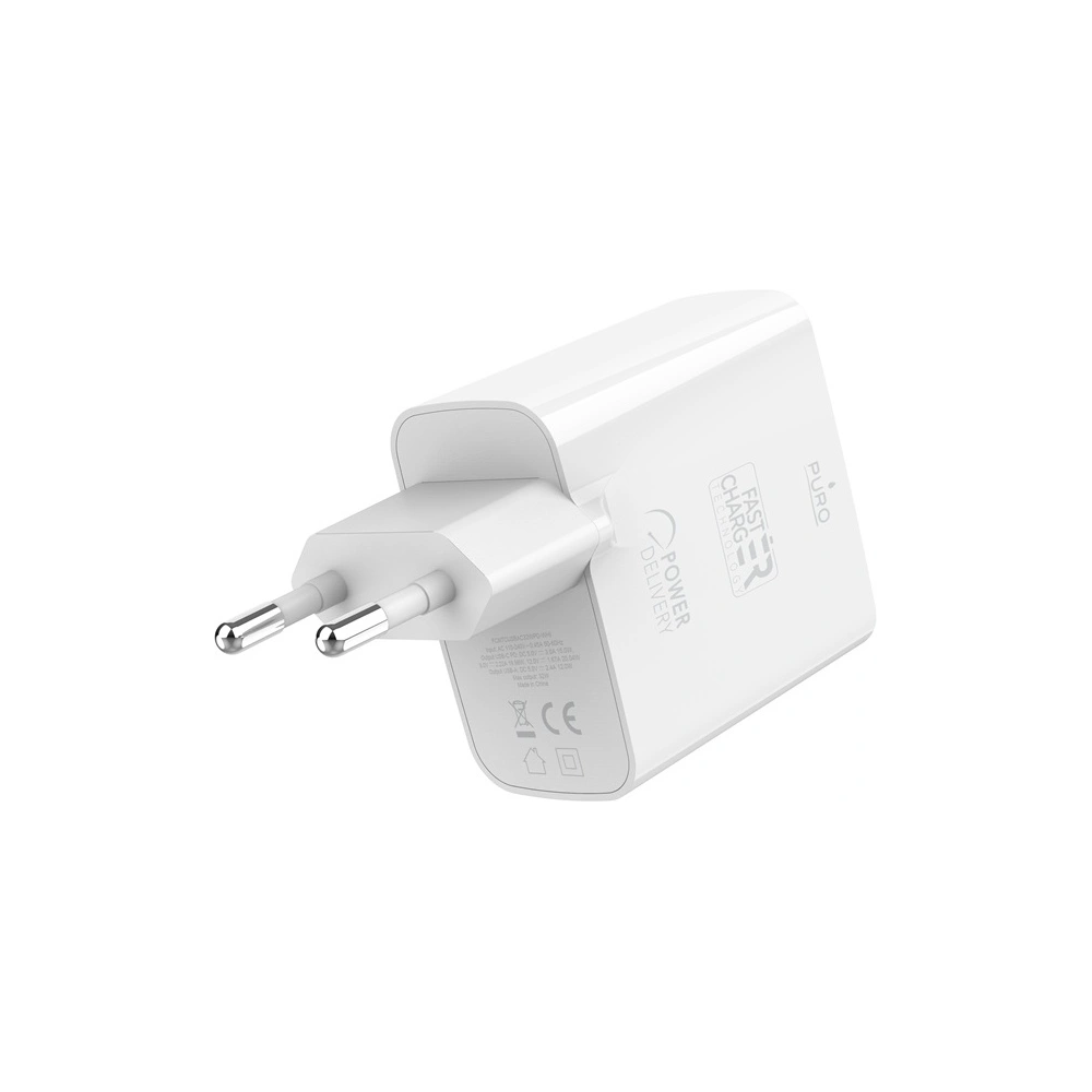 Ładowarka sieciowa PURO Mini Fast Travel Charger USB-A + USB-C Power Delivery 32W (biały)
