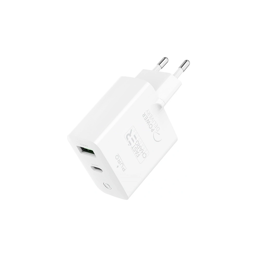 Ładowarka sieciowa PURO Mini Fast Travel Charger USB-A + USB-C Power Delivery 32W (biały)
