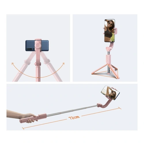 Kup Baseus băţ de selfie telescopic extins cu stativ şi telecomandă Bluetooth roz (SULH-04) - BSU2446PNK - {ean13} - Sklep Home Screen
