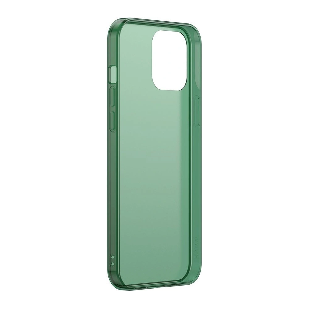 Baseus Frosted Glass Case Sztywne etui z elastyczną ramką Apple iPhone 12 mini Ciemnozielony (WIAPIPH54N-WS06)