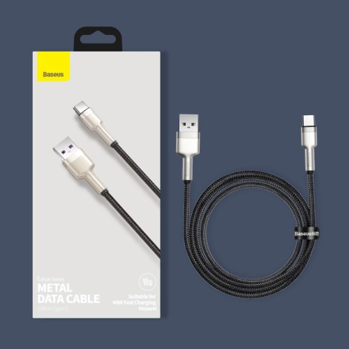 Kup Baseus Cablu metalic de date USB - USB Tip C 40 W (10 V / 4 A) SCP (Huawei SuperCharge Protocol) 0,25 m argintiu (CATJK-01) - BSU2527SLV - {ean13} - Sklep Home Screen