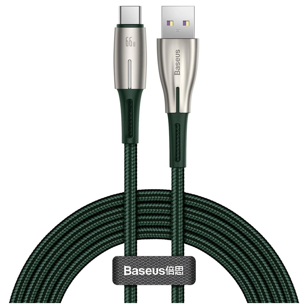 Baseus Water Drop kabel USB - USB Typ C 66 W (11 V / 6 A) Huawei SuperCharge SCP 2 m zielony (CATSD-N06)
