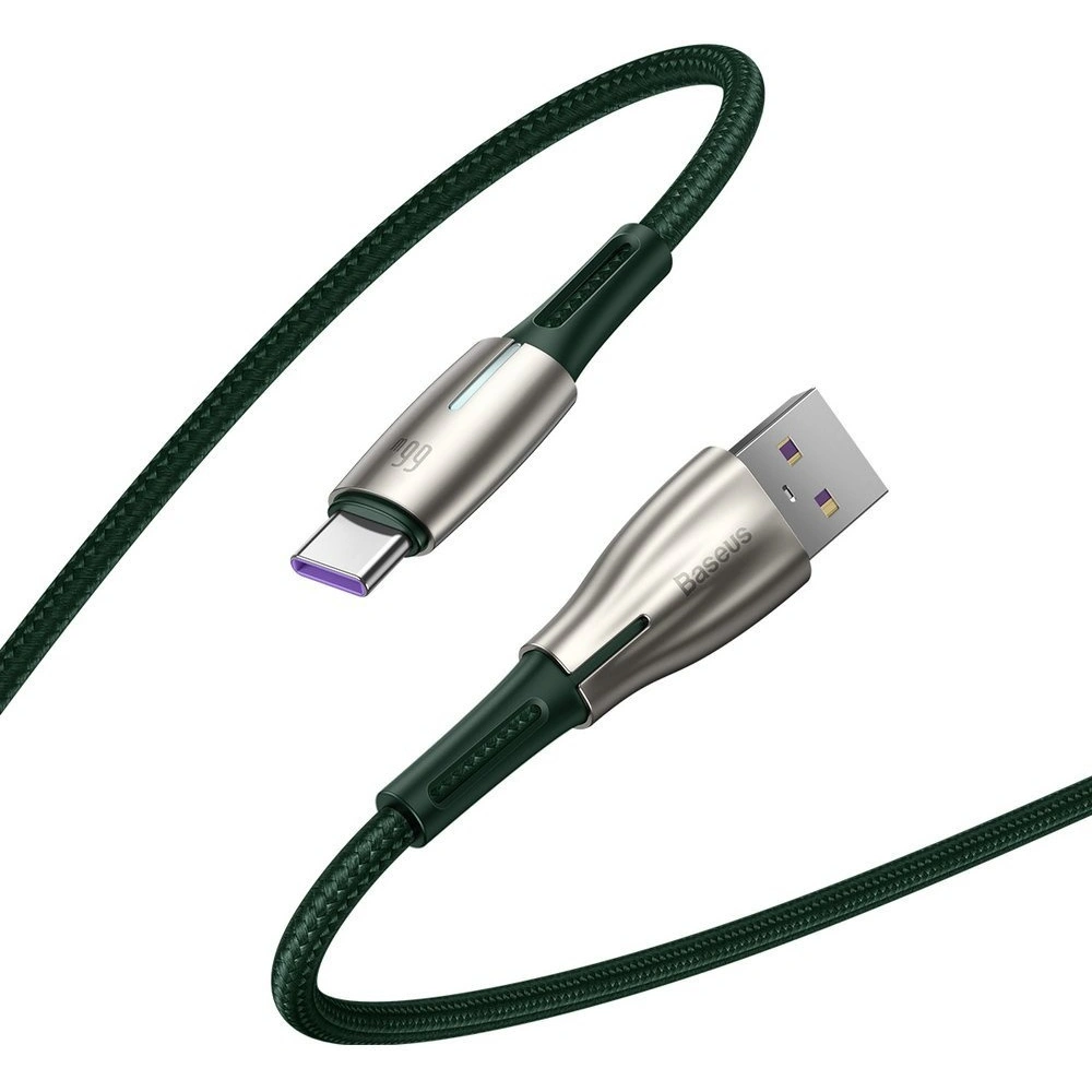 Baseus Water Drop kabel USB - USB Typ C 66 W (11 V / 6 A) Huawei SuperCharge SCP 2 m zielony (CATSD-N06)