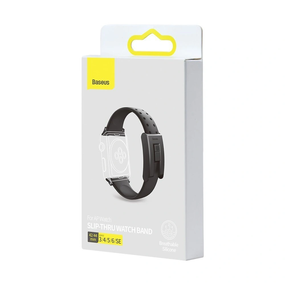 Baseus Slip-Thru pasek opaska bransoleta do Apple Watch 3/4/5/6/SE 42mm/44mm czarny (LBWSE-A01)
