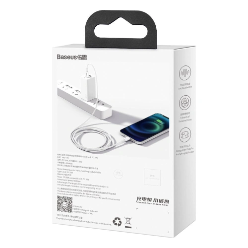 Kup Baseus Superior cablu USB Tip C - Lightning Power Delivery 20 W 1 m Alb (CATLYS-A02) - BSU2576WHT - {ean13} - Sklep Home Screen