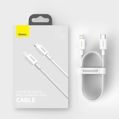 Kup Baseus Superior cablu USB Tip C - Lightning Power Delivery 20 W 1 m Alb (CATLYS-A02) - BSU2576WHT - {ean13} - Sklep Home Screen