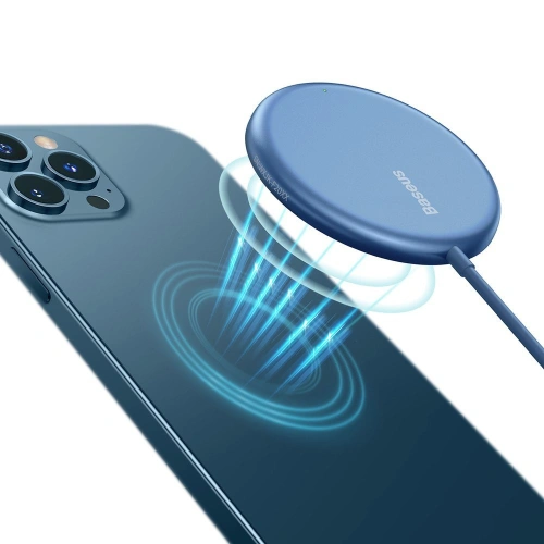 Buy Baseus mini magnetic wireless Qi charger 15 W (MagSafe compatible for iPhone) blue (WXJK-H03) - BSU2633BLU - {ean13} - Home Screen Store Europe