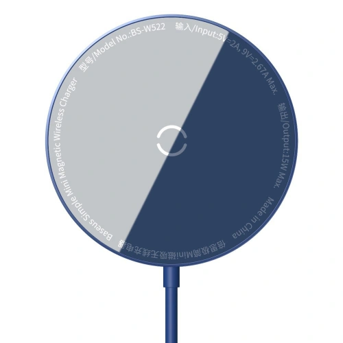 Buy Baseus mini magnetic wireless Qi charger 15 W (MagSafe compatible for iPhone) blue (WXJK-H03) - BSU2633BLU - {ean13} - Home Screen Store Europe