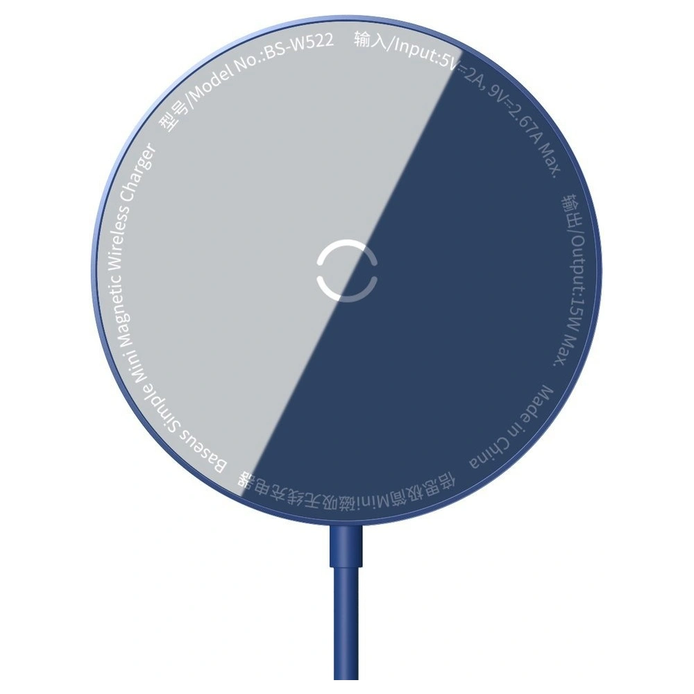 Baseus mini magnetyczna bezprzewodowa indukcyjna ładowarka Qi 15 W (kompatybilna z MagSafe) niebieski (WXJK-H03)