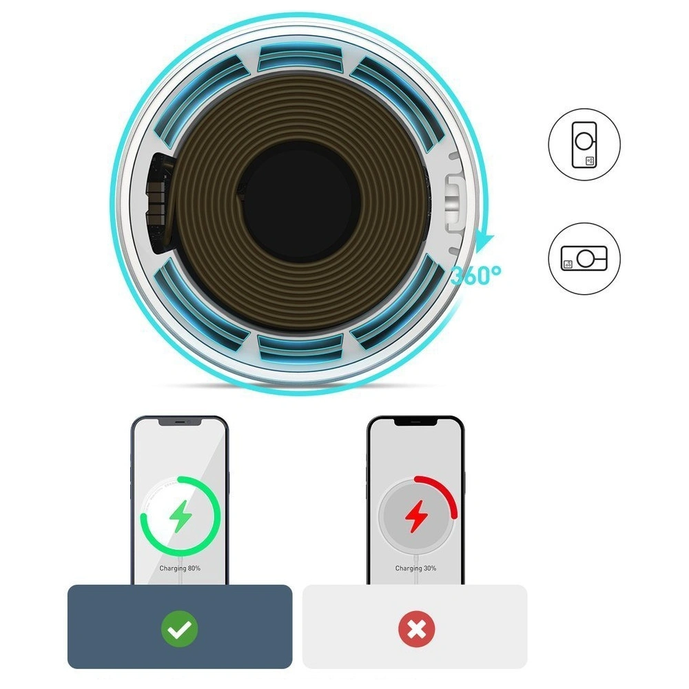 Baseus mini magnetyczna bezprzewodowa indukcyjna ładowarka Qi 15 W (kompatybilna z MagSafe) niebieski (WXJK-H03)