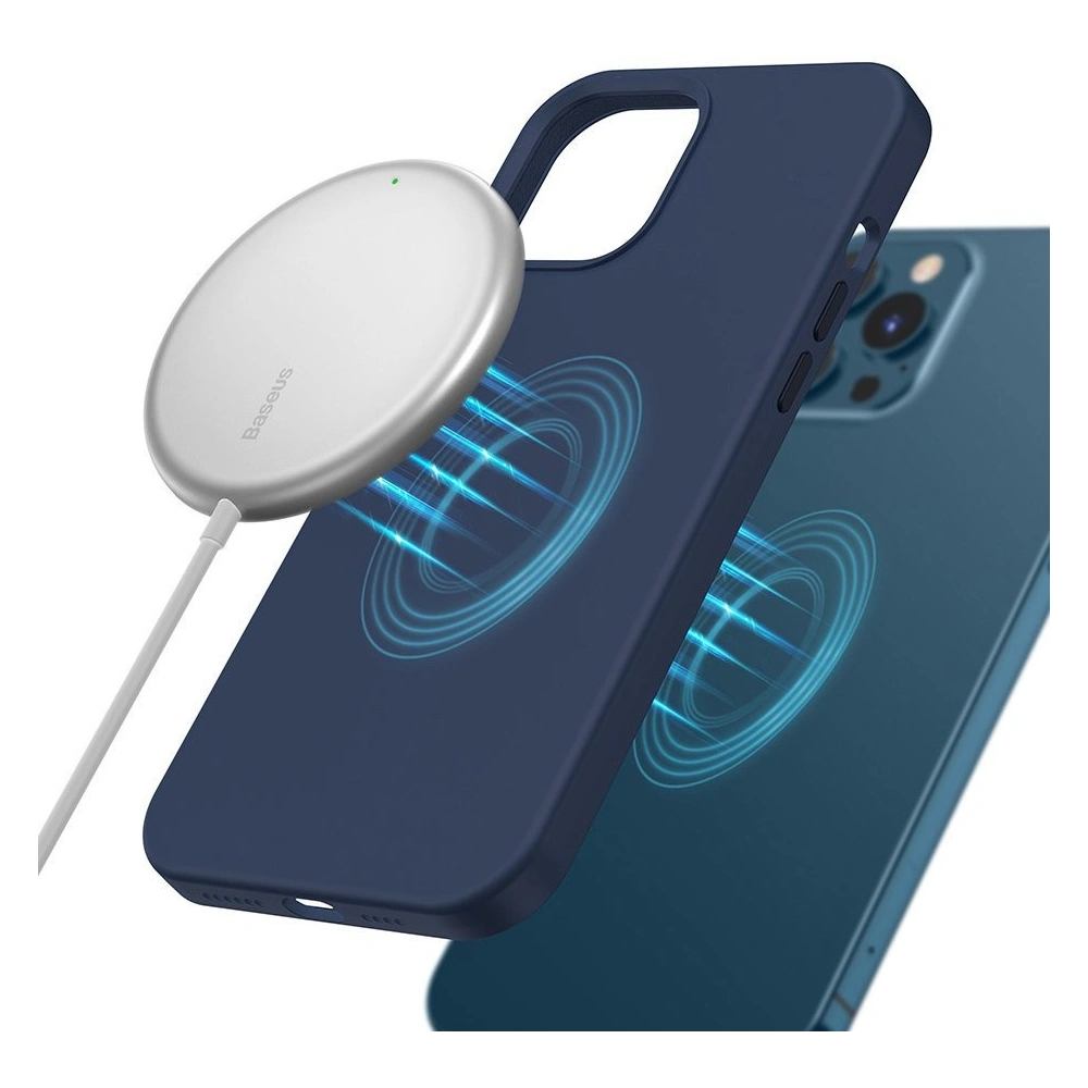 Baseus mini magnetyczna bezprzewodowa indukcyjna ładowarka Qi 15 W (kompatybilna z MagSafe) niebieski (WXJK-H03)