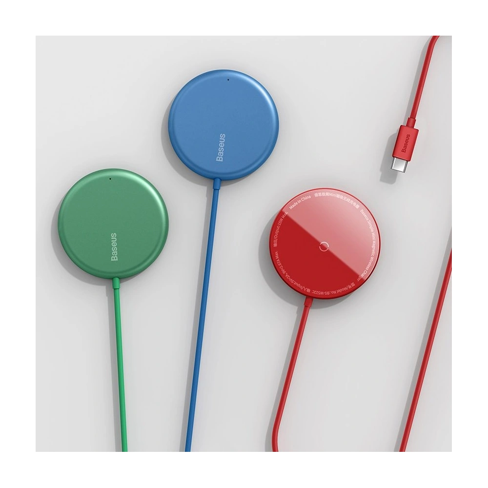 Baseus mini magnetyczna bezprzewodowa indukcyjna ładowarka Qi 15 W (kompatybilna z MagSafe) niebieski (WXJK-H03)