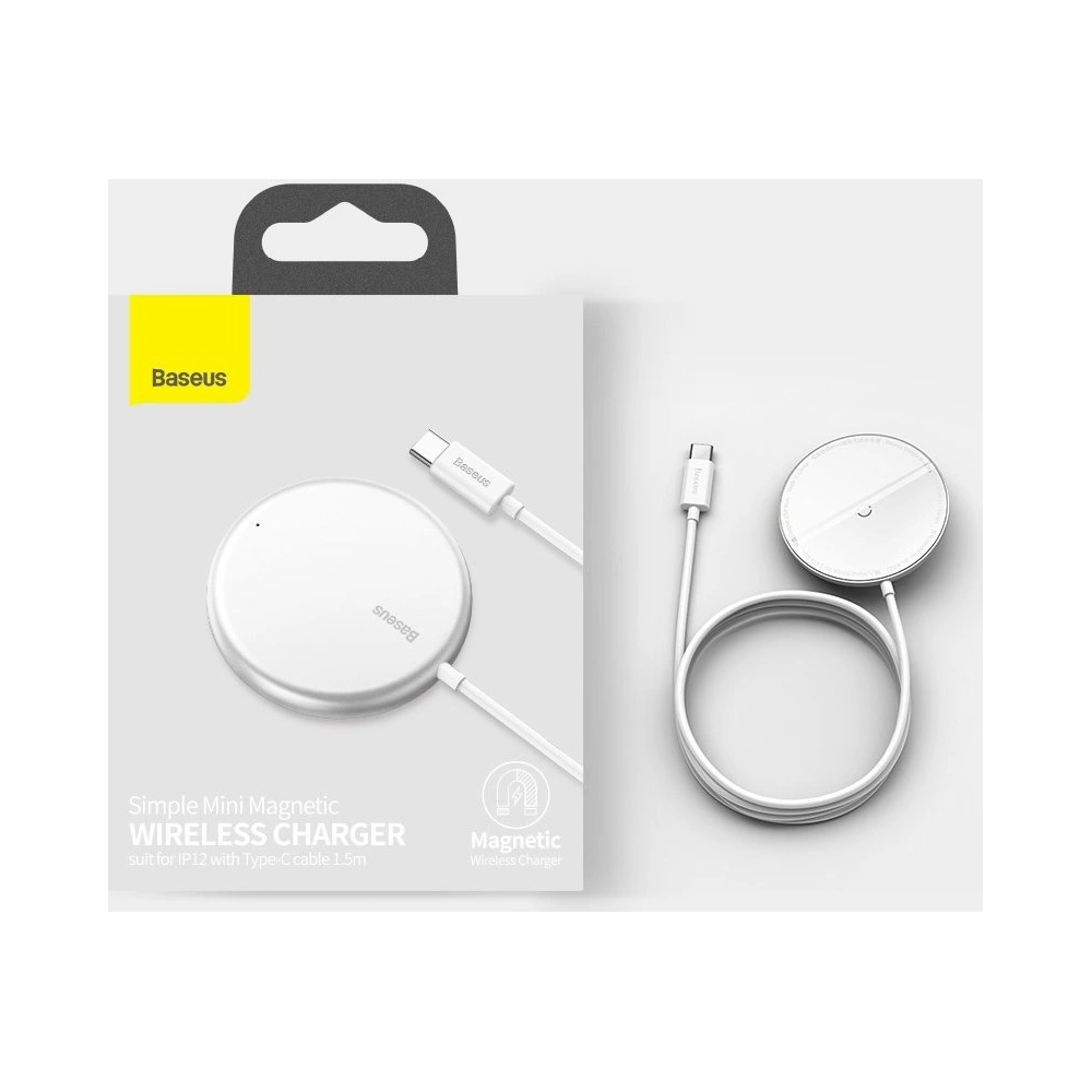 Baseus mini magnetyczna bezprzewodowa indukcyjna ładowarka Qi 15 W (kompatybilna z MagSafe) niebieski (WXJK-H03)