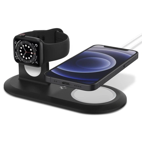 Kup Încărcător wireless Spigen MagFit Duo Apple MagSafe & Apple Watch Charger Stand Negru - SPN1585BLK - {ean13} - Sklep Home Screen