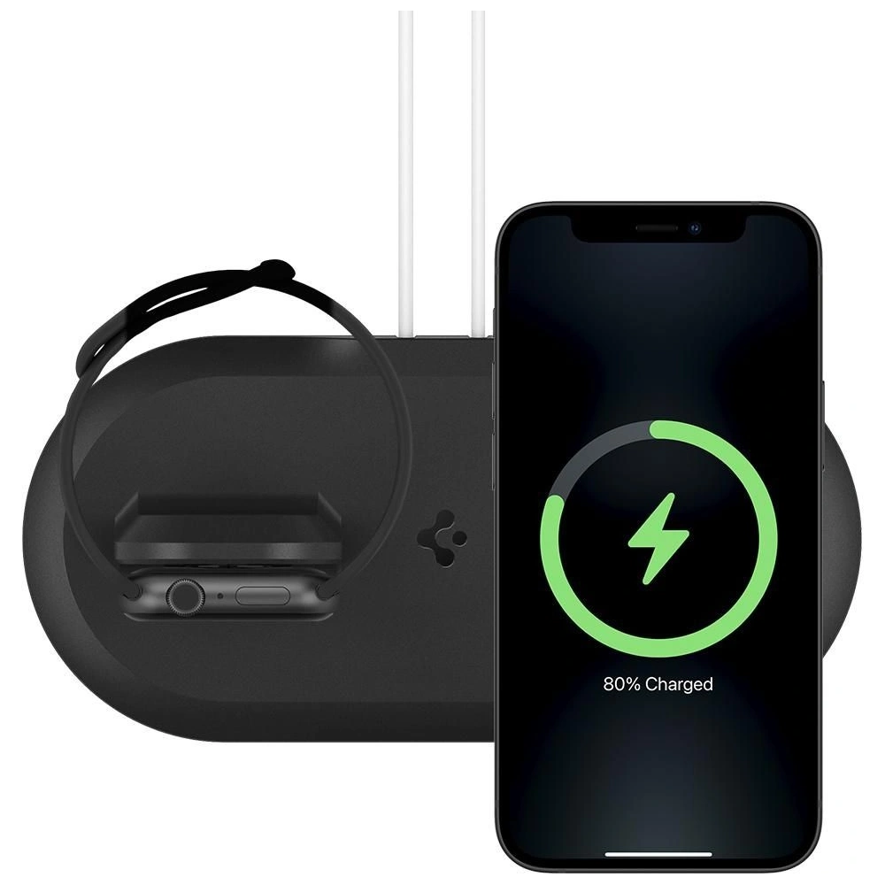 Ładowarka bezprzewodowa Spigen MagFit Duo Apple MagSafe & Apple Watch Charger Stand Black