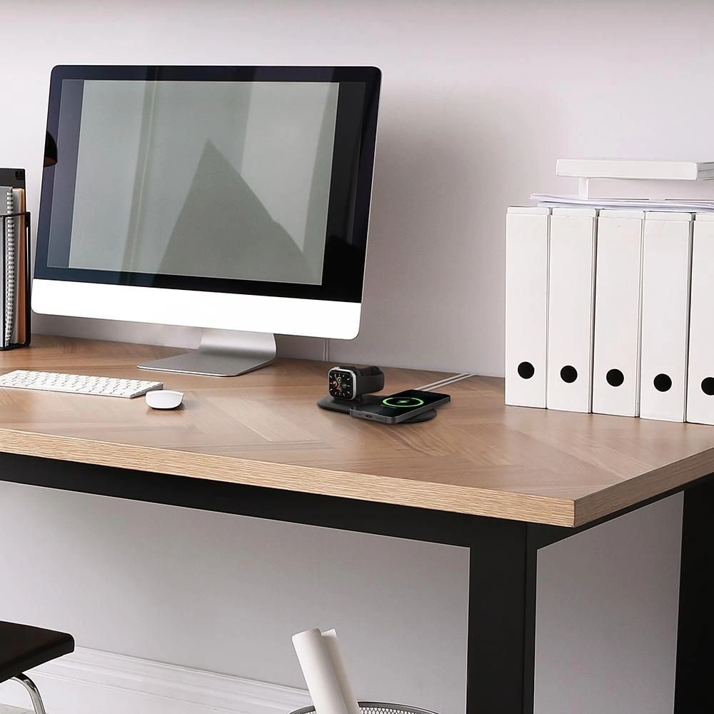 Ładowarka bezprzewodowa Spigen MagFit Duo Apple MagSafe & Apple Watch Charger Stand Black