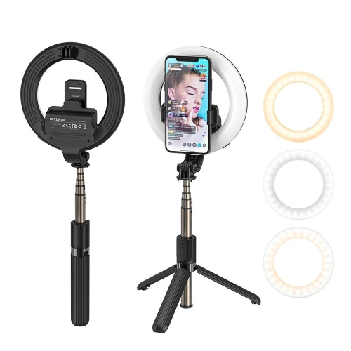 Kup Selfie stick / statyv 3w1 BlitzWolf BW-BS8 Pro s LED kroužkovým světlem - BLZ349 - {ean13} - Sklep Home Screen