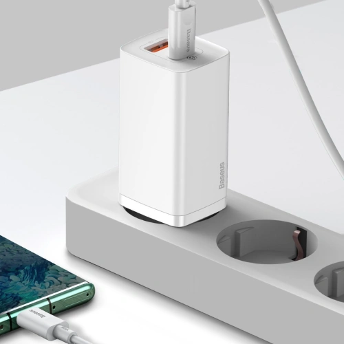 Kup Ładowarka sieciowa Baseus GaN2 Lite, USB + USB-C, 65W, EU (biała) - BSU2656WHT - {ean13} - Sklep Home Screen