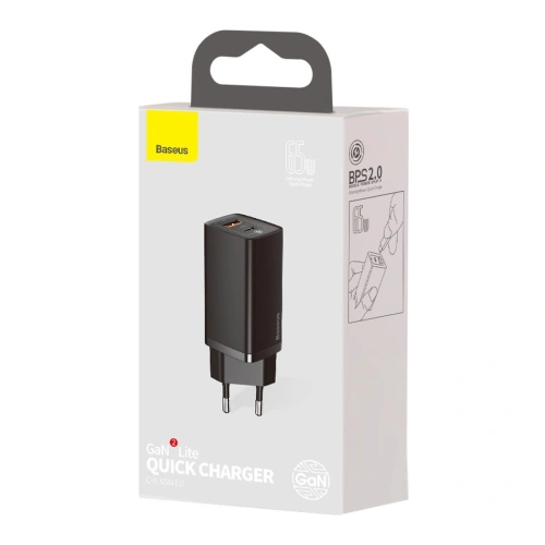 Kup Încărcător de rețea Baseus GaN2 Lite, USB + USB-C, 65W, UE (negru) - BSU2657BLK - {ean13} - Sklep Home Screen