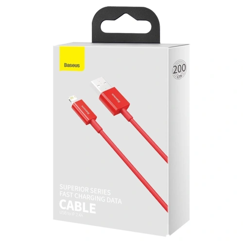 Kup Kabel USB do Lightning Baseus Superior Series, 2.4A, 2m (czerwony) - BSU2658RED - {ean13} - Sklep Home Screen