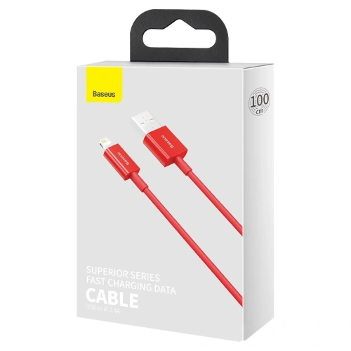 Kup USB kábel Lightning Baseus Superior Series, 2.4A, 1m (piros) - BSU2661RED - {ean13} - Sklep Home Screen