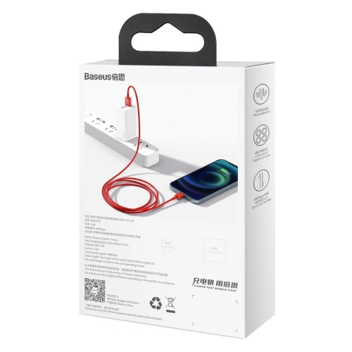 Kup Cablul USB la Lightning Baseus Superior Series, 2.4A, 1m (roșu) - BSU2661RED - {ean13} - Sklep Home Screen