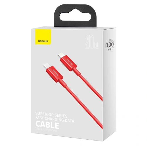 Kup USB-C to Lightning kábel Baseus Superior Series, 20W, PD, 1m (piros) - BSU2664RED - {ean13} - Sklep Home Screen