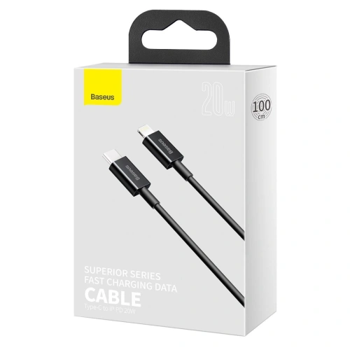 Buy Baseus Superior Series Cable USB-C - Lightning, 20W, PD, 1m (black) - BSU2666BLK - {ean13} - Home Screen Store Europe