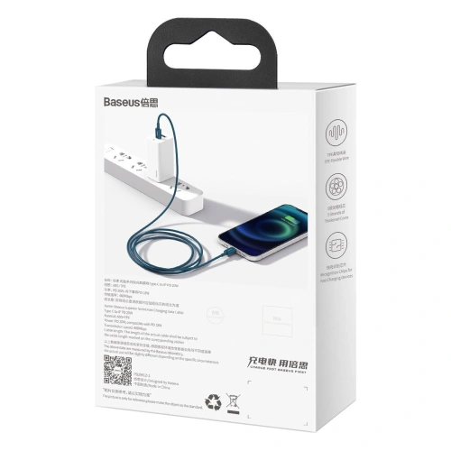 Kup Cablul USB-C la Lightning Baseus Superior Series, 20W, PD, 1m (albastru) - BSU2665BLU - {ean13} - Sklep Home Screen