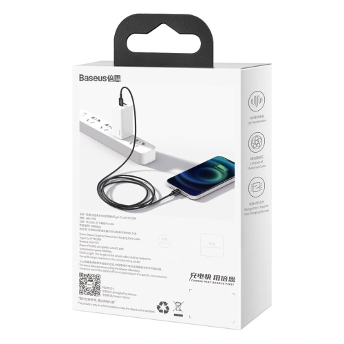 Buy Baseus Superior Series Cable USB-C - Lightning, 20W, PD, 1m (black) - BSU2666BLK - {ean13} - Home Screen Store Europe