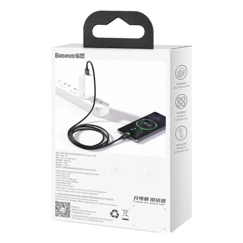 Kup Kabel USB do USB-C Baseus Superior Series, 66W, 1m (černý) - BSU2667BLK - {ean13} - Sklep Home Screen