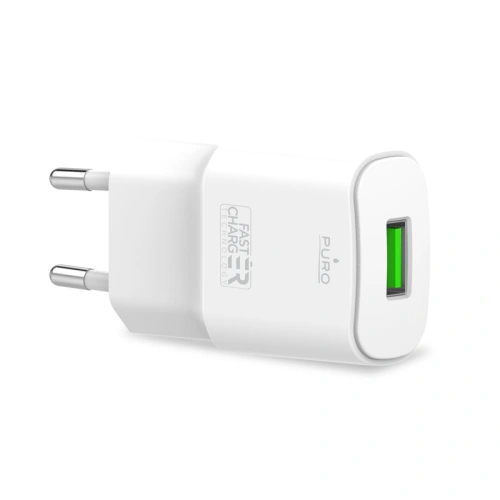 Kup PURO Weißes Mini-Reise-Schnellladegerät - USB-A 12 W Netzladegerät (weiß) - PUR412WHT - {ean13} - Sklep Home Screen