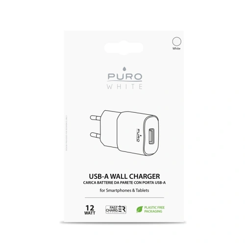Kup PURO White Mini Travel Fast Charger – ładowarka sieciowa USB-A 12 W (biały) - PUR412WHT - {ean13} - Sklep Home Screen